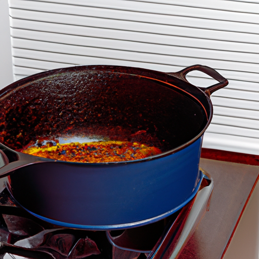 A cast iron Dutch oven, the perfect cookware for making lasagna.